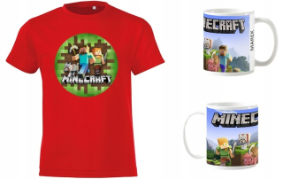 MINECRAFT  - Kit Minecraft T-Shirt 122 bavlna 100% + hrnček