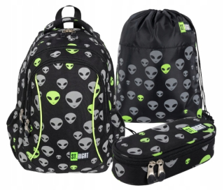 Školská taška - batoh, set, zostava - Sada batohu Piłnik Bag Alien Kosmici St.Right