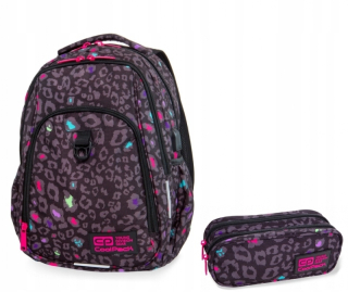 Školská taška - batoh, set, zostava - Sada batohu + coolpack black panther vrecúško