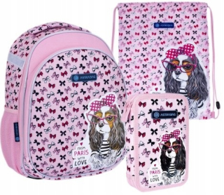 Školská taška - batoh, set, zostava - Sada batohu Swet Dog Backpack, puzdro na ceruzku, vrece