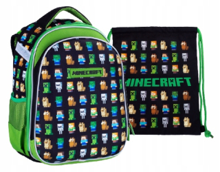 Školská taška - batoh, set, zostava - Satchet Set Minecraft Backpack Bag Creeper