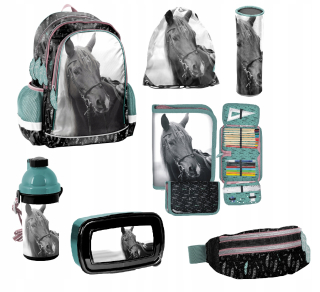 Školská taška - batoh, set, zostava - Set Set 7 El Horse Batchpack + Paso Paso Case