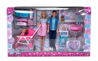 STEFFI bábika - Sada Steffi Dolls Family s Simba Trojaczki