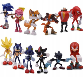 SONIC hračky - Sada Sonic Doll Collection Ornamens 12ks