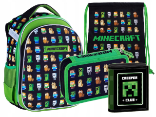 MINECRAFT - Sada batohu, puzdro na ceruzku, peňaženku a vrece minecraft