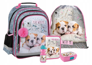 Školská taška - batoh, set, zostava - Sada školského batohu pre dievčatá. Dog pes