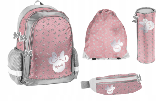 Školská taška - batoh, set, zostava - Sada batoh + taška + myšací sachet Minnie Paso