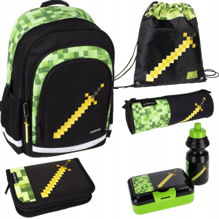 Školská taška - batoh, set, zostava - Školská sada batoh na perá Pixel bag na vodu