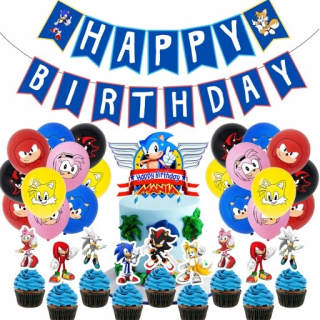 SONIC hračky - Flag Balloon Balloon Caza Card Sonic Birthday Set