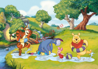 Medvedík Pú - Nástenné nástenné maľby Disney KUBUS POOH 310X210CM nad sochou