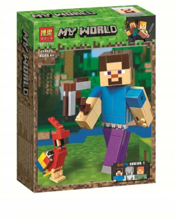 MINECRAFT  - Bela Steve Blocks s Parrotom