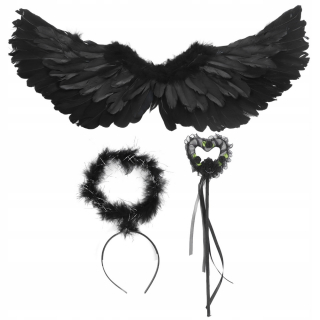 SET o-ANJELSKÉ KRÍDLA ČIERNA HALLOWEEN COSPLAY