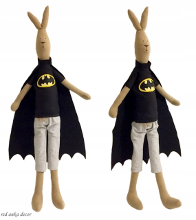BATMAN - Hodnotiteľné zajac Rabbit Tilda Batman 73cm