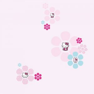 HELLO KITTY Wallpaper Ahoj Kitty v Rolls Pink mačiatko kvety
