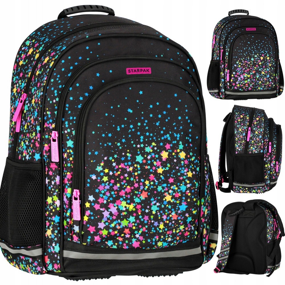 School Backpack STARPAK Galaxy Stars s odolným materiálom a bezpečnostnými prvkami