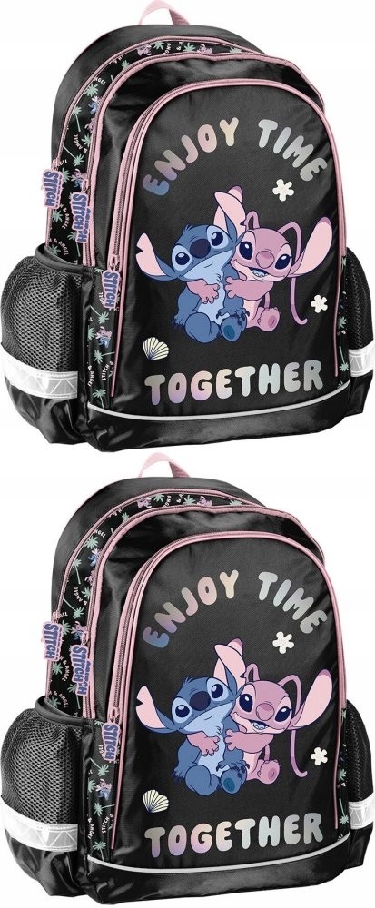 Školský batoh Paso Disney Stitch, dvojkomorový, čierny