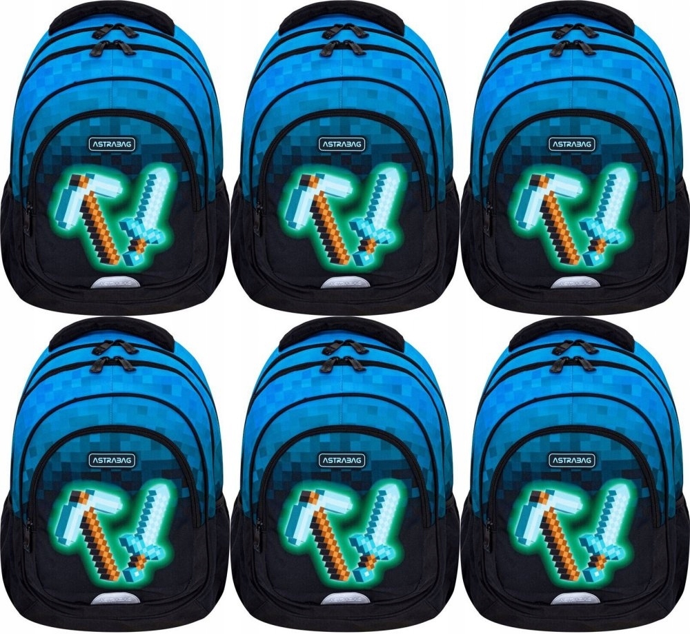 Školský batoh Astra Astrabag Blue Pixel AB330 s tromi priehradkami, 20l