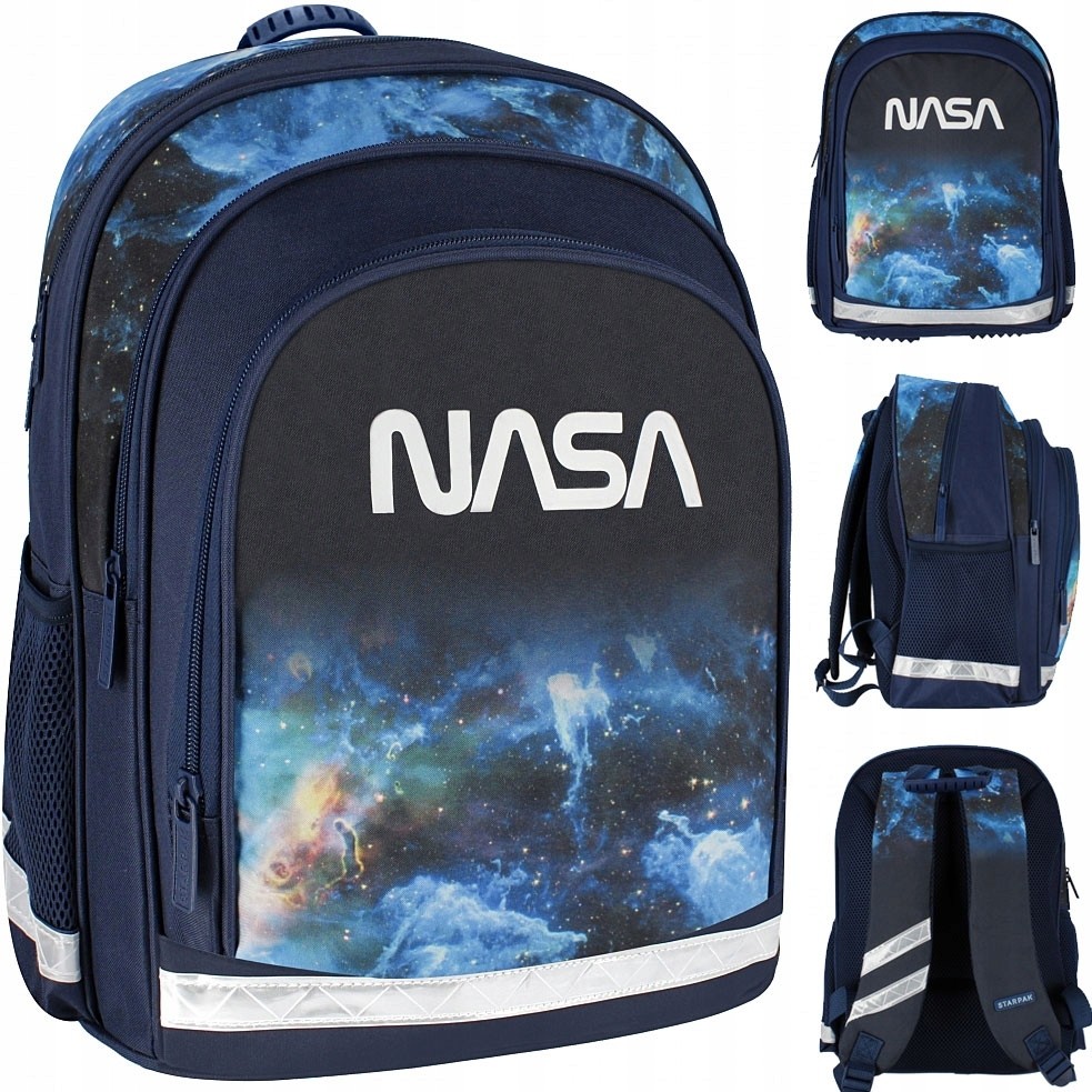 Školský batoh pre mládež Starpak s dizajnom NASA - čierny, s motívom rakety