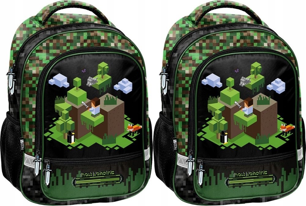 2x Školský batoh Paso Minecraft, dvojkomorový, 38x28x15cm