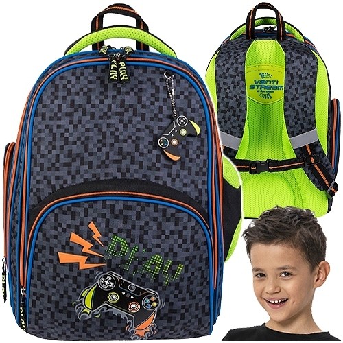 Multifunkčný školský batoh Bambino Premium Gamer 22L s odrážkami