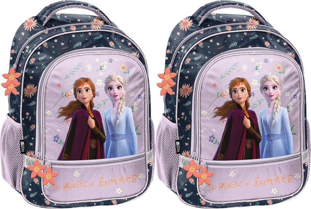 2x Detský školský batoh Disney Frozen, s dvoma priehradkami, 38x28x15 cm