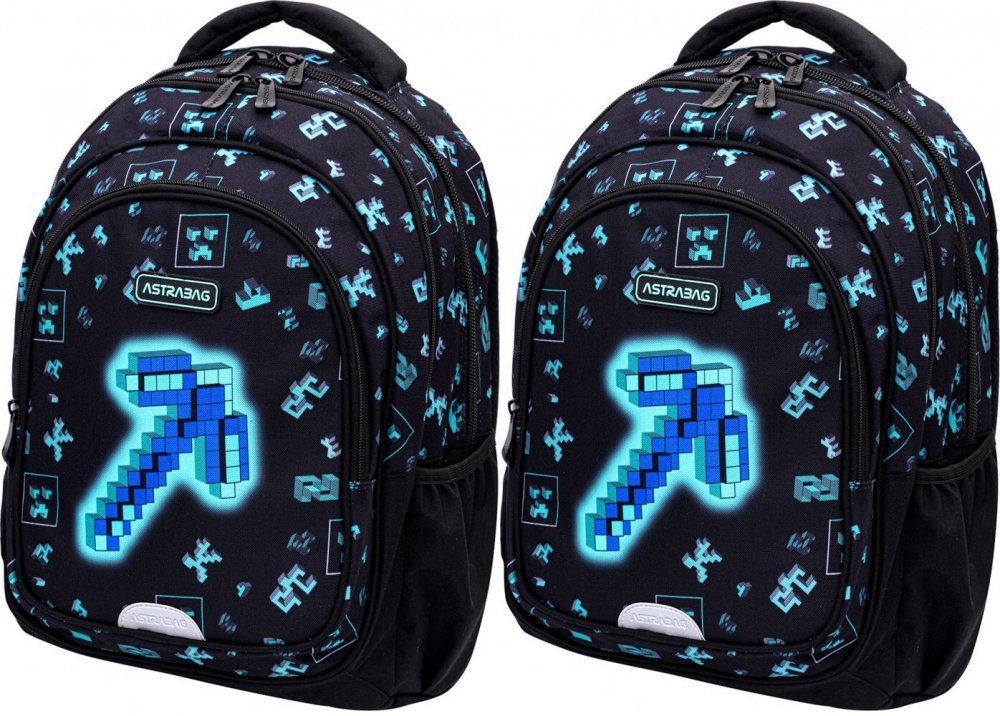 Školský batoh Astra Astrabag Dark Pixel AB330, trojkomorový, 20l