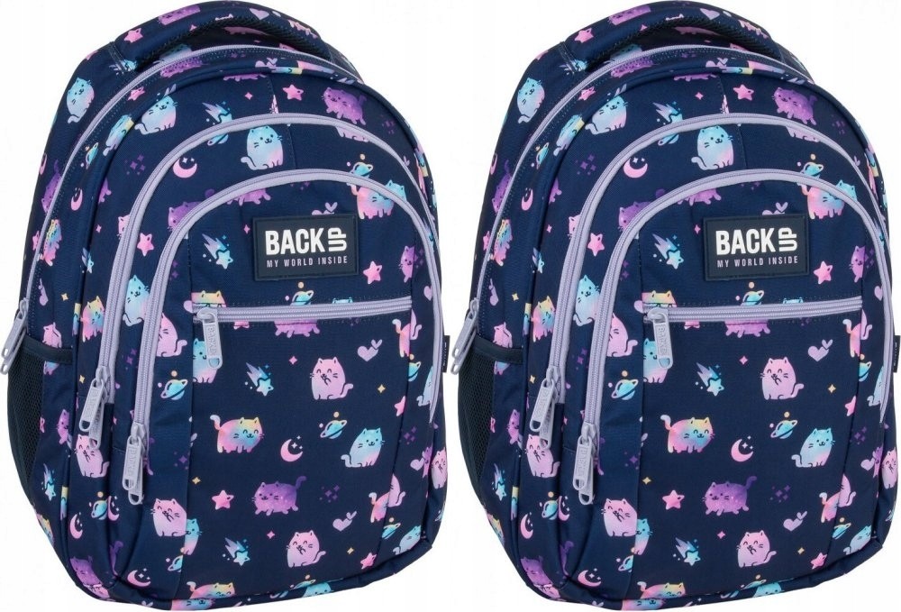 Školský batoh BackUP s motívom tęczowych mačičiek - 2 kusy